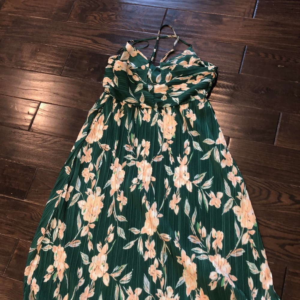 A new day green floral leather maxi dress size large new with tags - Picture 9 of 9